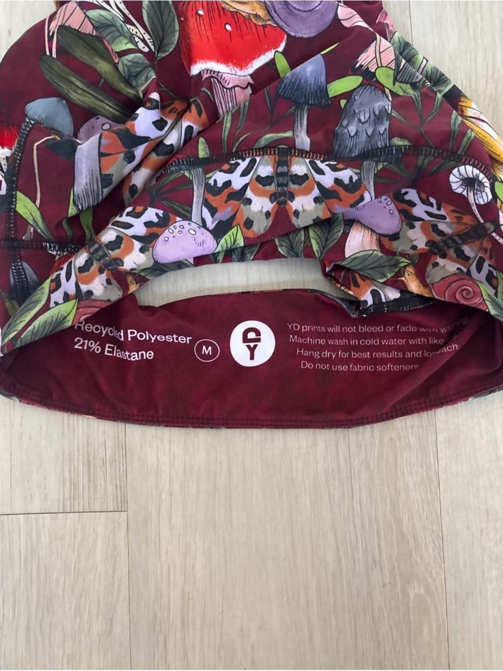 Yoga Democracy Mushroom Print Crop Top and Bellbottom Pants Set, Size S/M - Picture 4 of 7